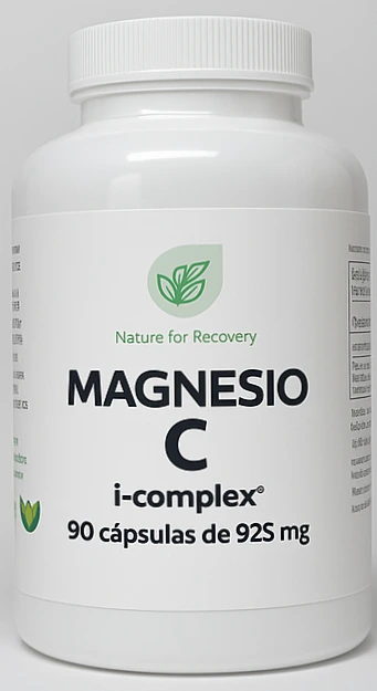 Bote blanco de magnesio con vitamina C: ejemplo de suplemento mineral